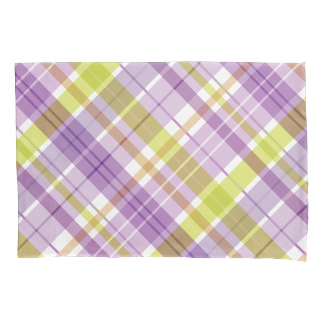 Housse D'oreillers Doux Plaid Pastel violet vert (devant-gauche)