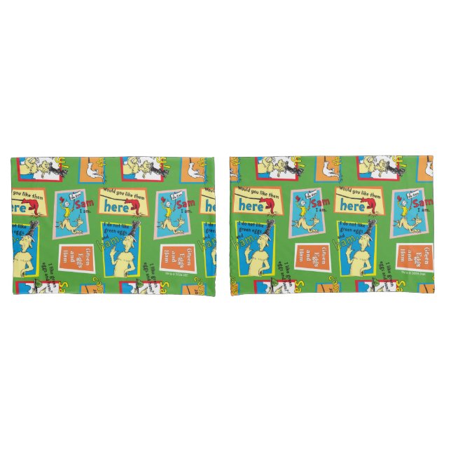 Housse D'oreillers Dr. Seuss Les œufs verts au jambon citations d'his (devant-Set)