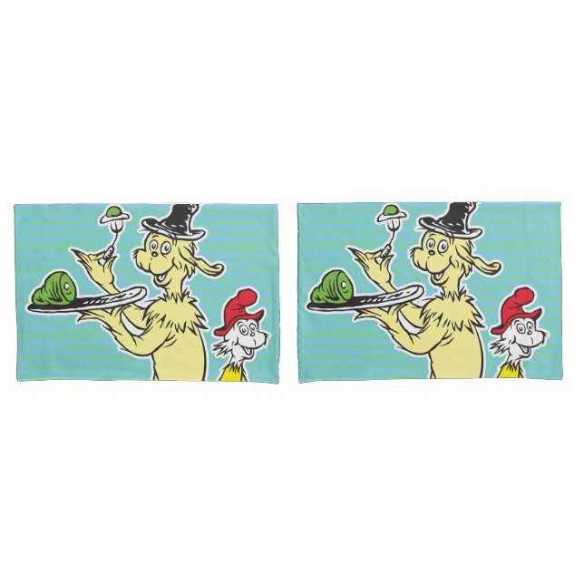 Housse D'oreillers Dr Seuss | Oeufs verts et jambon | Ami et Sam-I-Am (devant-Set)