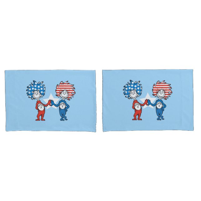 Housse D'oreillers Dr Seuss | Une chose Deux graphiques patriotiques (devant-Set)
