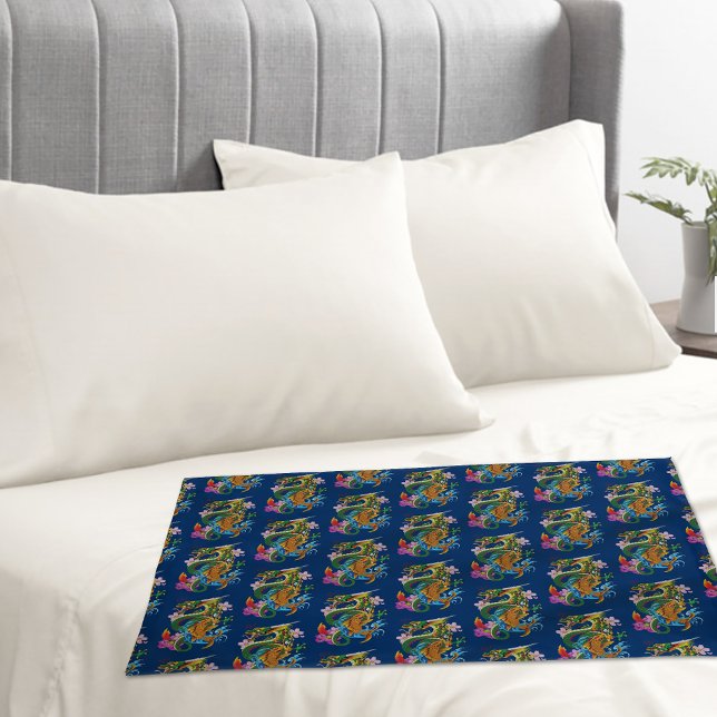 Housse D'oreillers Dragon chinois vert Koi (Créateur téléchargé)