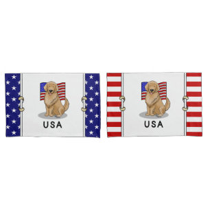 Housse D'oreillers Drapeau américain Golden Retriever Dog