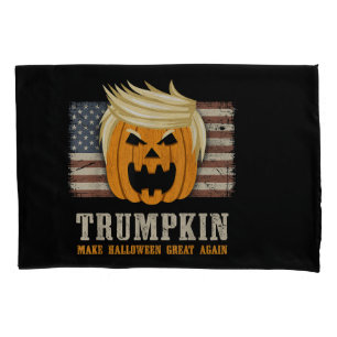 Housse D'oreillers Drapeau américain Vintage Halloween Trumpkin Funny