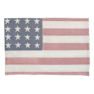Housse D'oreillers Drapeau blanc et bleu Vintage Americana