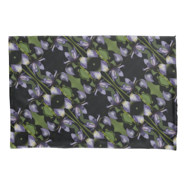 Housse D'oreillers Drapeau bleu Iris Fleur Motif Abstrait (devant)