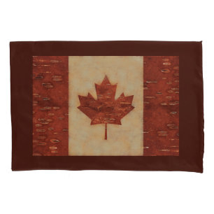 Housse D'oreillers Drapeau Canadien Sur L'Écorce De Birch Intérieur