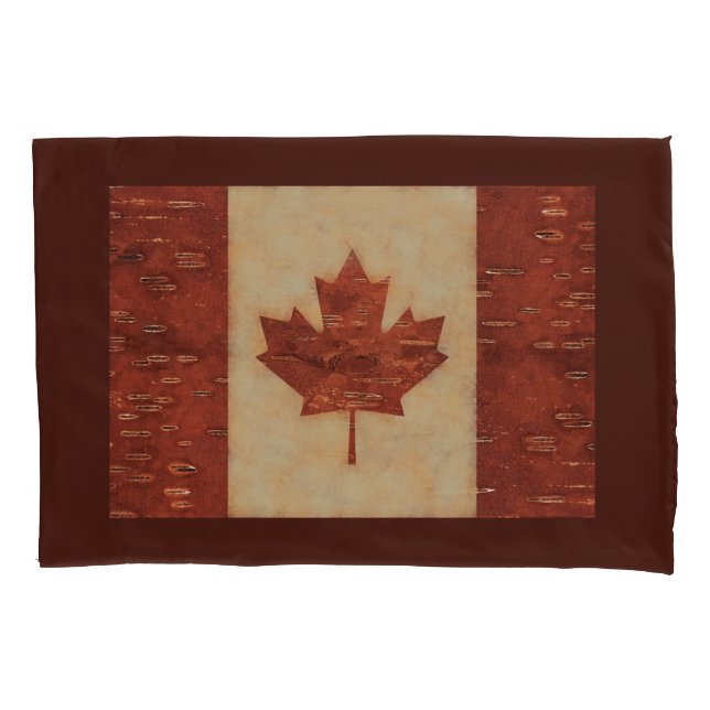 Housse D'oreillers Drapeau Canadien Sur L'Écorce De Birch Intérieur (devant)