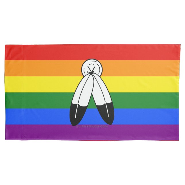 Housse D'oreillers Drapeau de fierté bispirituel de SlipperyJoe's sym (devant)