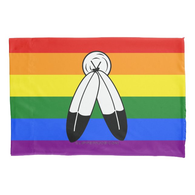 Housse D'oreillers Drapeau de fierté bispirituelle de SlipperyJoe sym (devant)