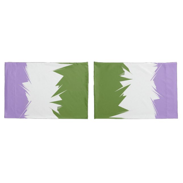 Housse D'oreillers Drapeau de fierté Genderqueer abstrait ZigZag piqu (Dos-Set)