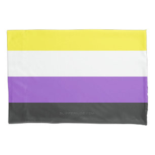 Housse D'oreillers Drapeau de fierté non binaire de SlipperyJoe's jau
