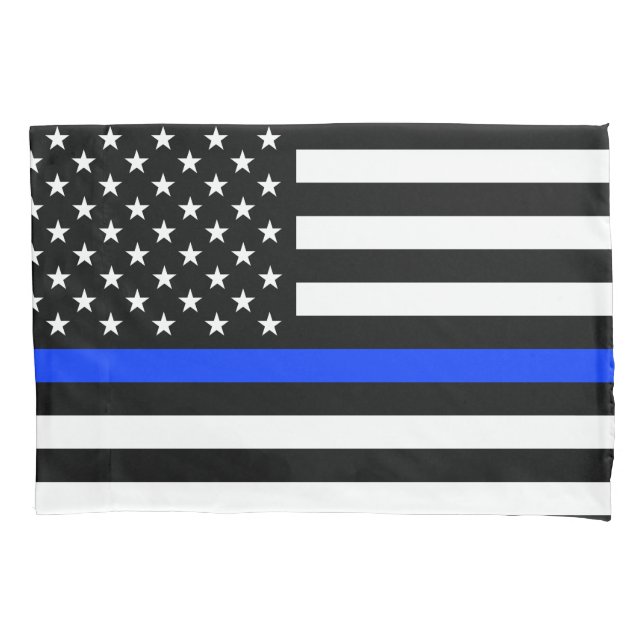 Housse D'oreillers Drapeau de la police Thin Blue Line (devant)