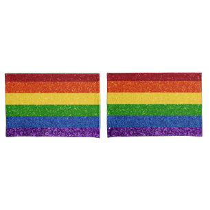 Housse D'oreillers Drapeau de la Rainbow Pride de la Parties scintill