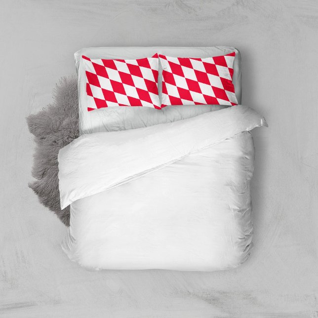 Housse D'oreillers Drapeau diamant Bavière rouge et blanc (Créateur téléchargé)