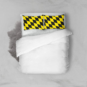 Housse D'oreillers Drapeau diamant de Bavière noire et jaune Motif