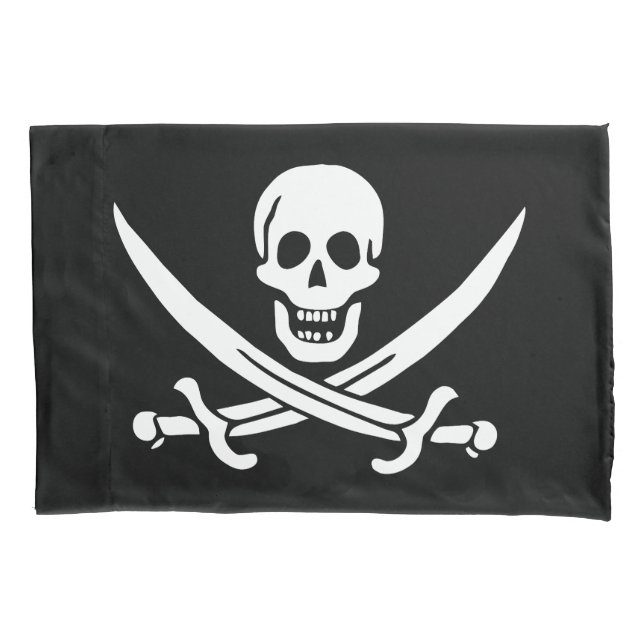 Housse D'oreillers Drapeau pirate crâne épées croisées (devant)