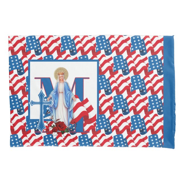 Housse D'oreillers Drapeau religieux de la Croix de la Vierge catholi (devant)