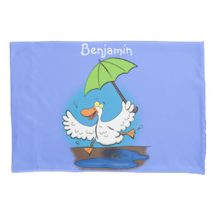 Housse D'oreillers Drôle canard avec parapluie dessin animé