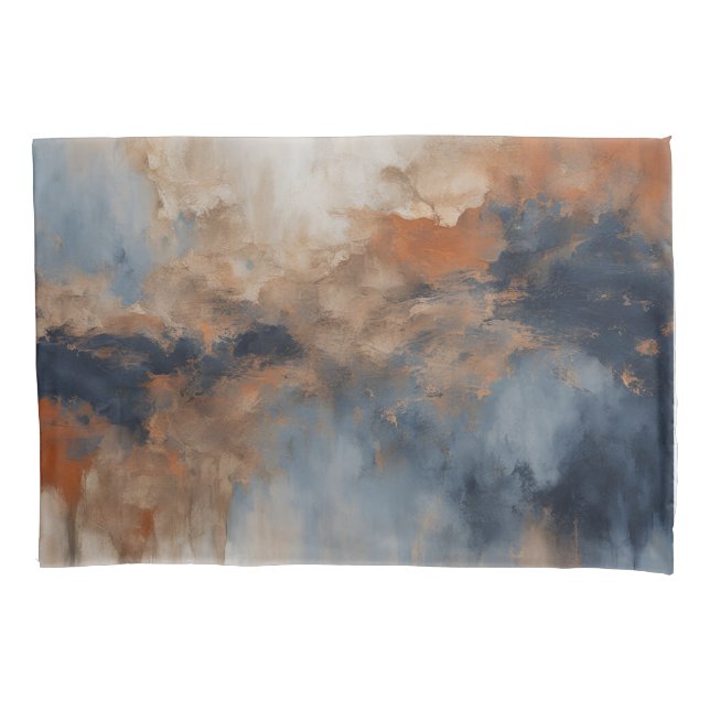 Housse D'oreillers Dusty Blue Burnt Orange Navy Abstrait (devant-gauche)