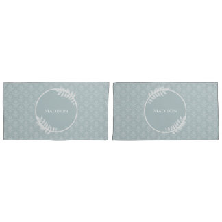 Housse D'oreillers Dusty Blue Elegant Damask Personnalisé