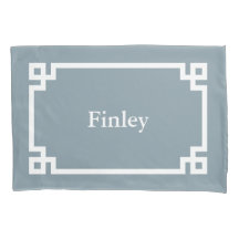 Dusty Blue Grèce Key Monogramme Coussin Coque stan