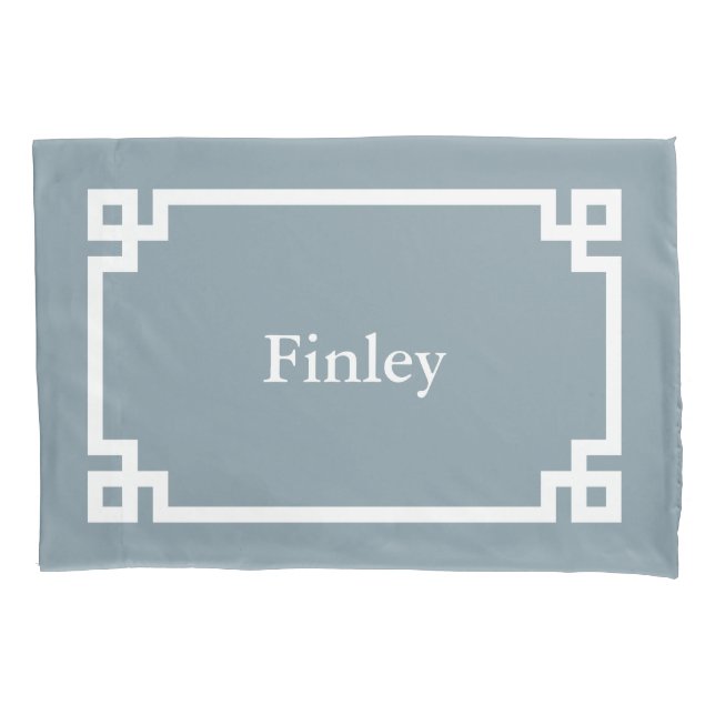 Housse D'oreillers Dusty Blue Grèce Key Monogramme Coussin Coque stan (devant)