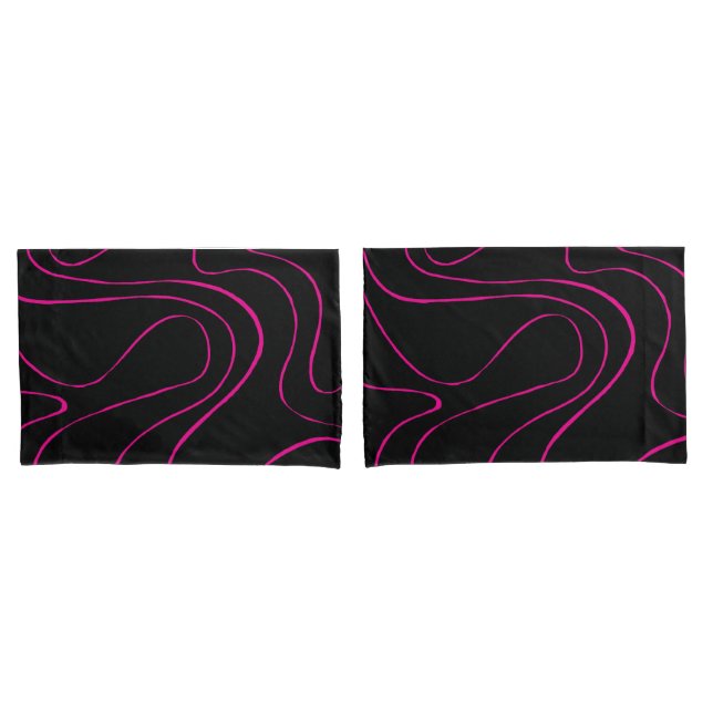 Housse D'oreillers Ebb et flux 2 - Magenta et noir (devant-Set)