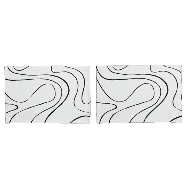 Housse D'oreillers Ebb et flux 2 - Noir et blanc (devant-Set)