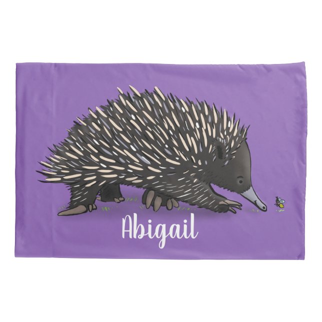Housse D'oreillers Echidna mignonne avec dessin animé d'abeille (Dos)