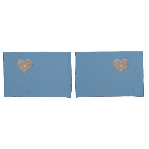 Housse D'oreillers Écran doux bleu standard avec Coeur