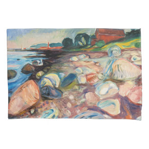 Housse D'oreillers Edvard Munch - Rive avec Maison Rouge