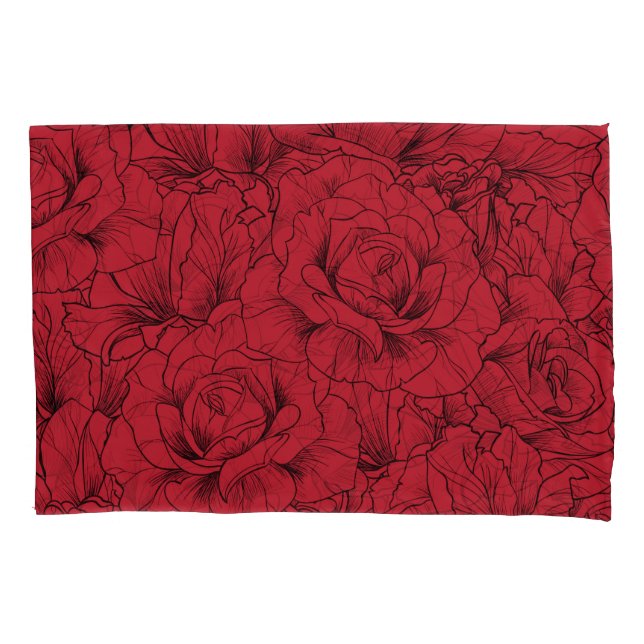 Housse D'oreillers Élégance vintage des roses rouges (devant)