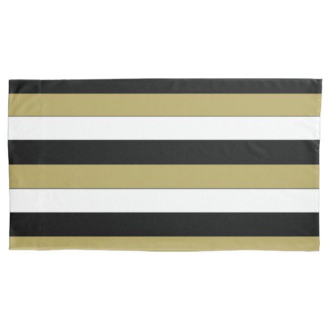 Housse D'oreillers Elégant Black White Gold Brown Stripes Motif (devant-gauche)