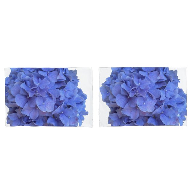 Housse D'oreillers Elégant bleu Hydrangée violet Fleurs (devant-Set)