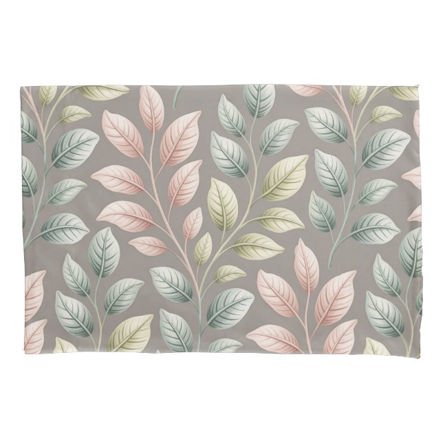 Housse D'oreillers Elegant Botanical Pink & Sage Leaf Pattern (devant)