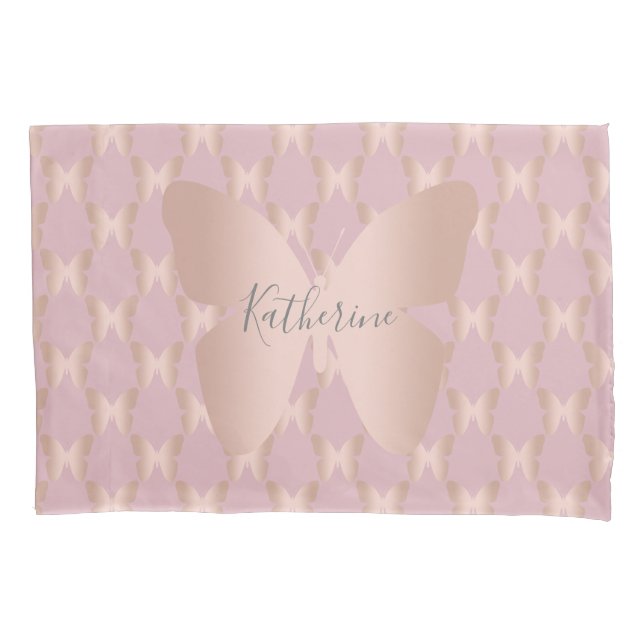 Housse D'oreillers Elegant et rose gold butterfly design (devant)
