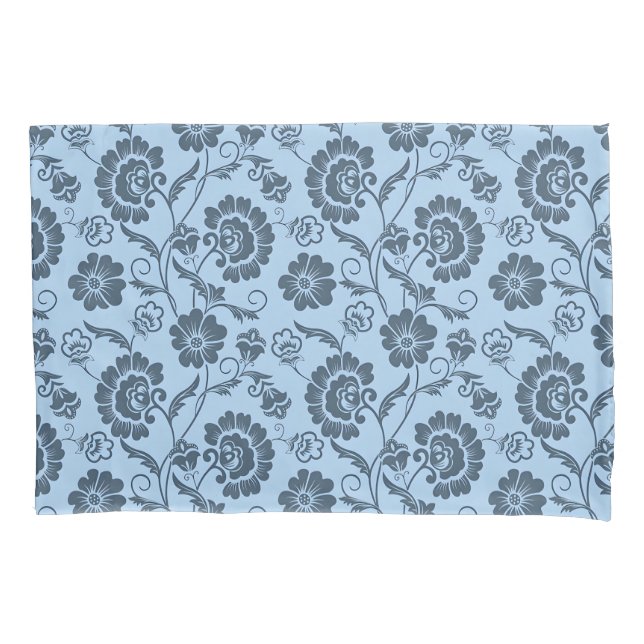 Housse D'oreillers Elegant Floral Pattern on Light Blue Back (devant-gauche)