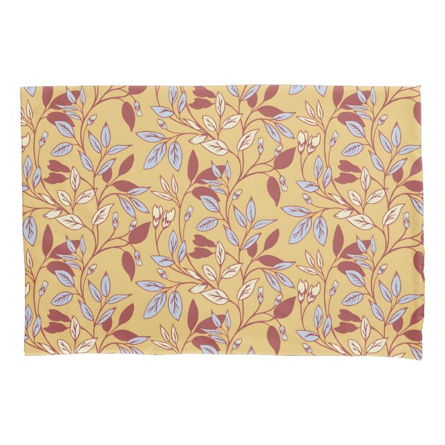 Housse D'oreillers Elegant Floral Pattern with Red and Blue Leaves (devant-gauche)