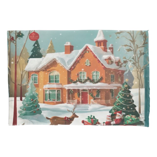 Housse D'oreillers Élégant Joyeux Noël Festif Pillowcase (devant)