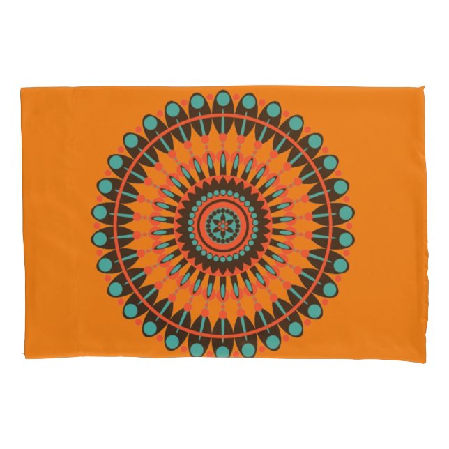 Housse D'oreillers Elégant Mandala Mid Century Moderne Orange (devant)