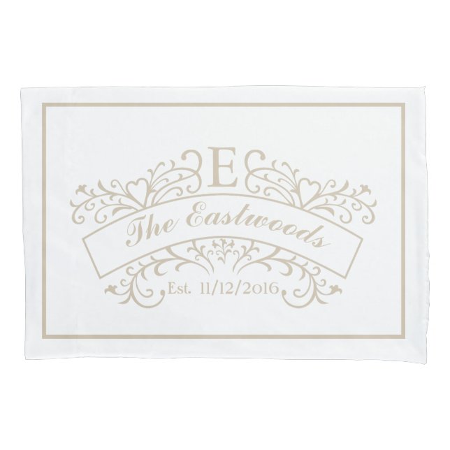 Housse D'oreillers Élégant Mariage Monogramme (devant-gauche)