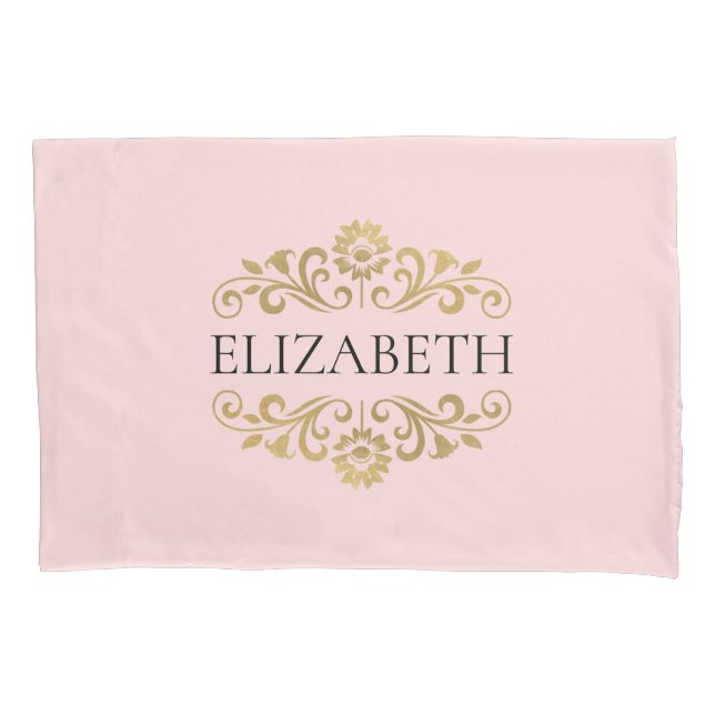 Housse D'oreillers Élégant Monogram Blush rose Coussin de chambre Coq (devant)