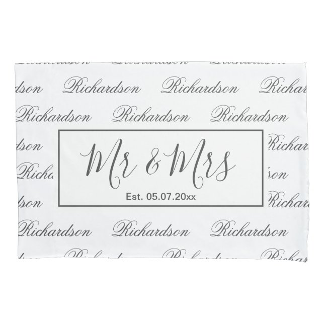 Housse D'oreillers Élégant monogramme moderne mariage garde cadeau (devant)
