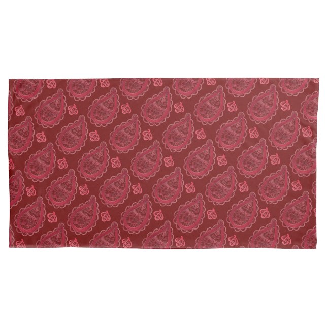 Housse D'oreillers Élégant Motif Burgundy Paisley (devant-gauche)