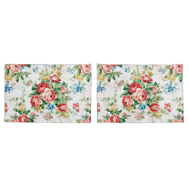 Housse D'oreillers Elégant motif floral avec élément de design Rose (Dos-Set)