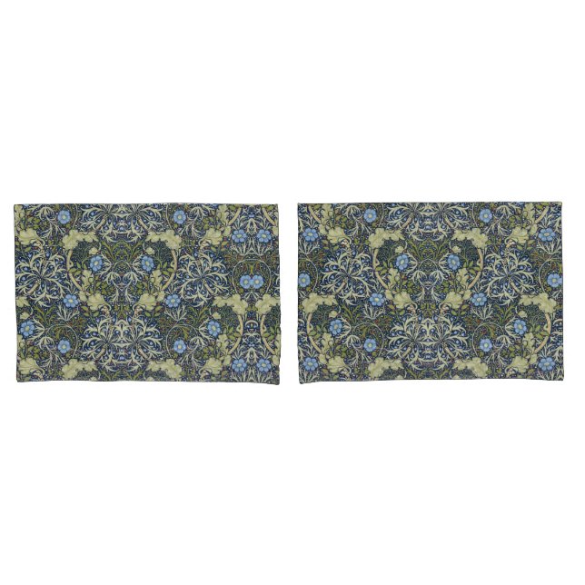 Housse D'oreillers Élégant motif floral Fleurs d'algues Vert bleu (devant-Set)