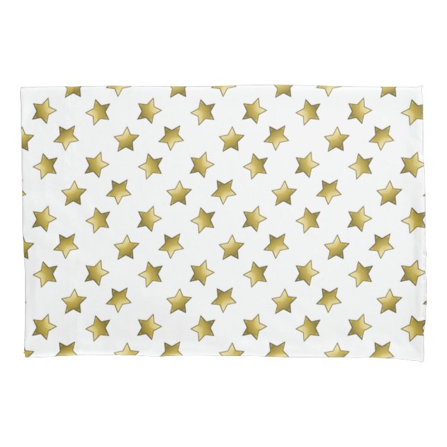 Housse D'oreillers Élégant or étoiles motif blanc (devant)