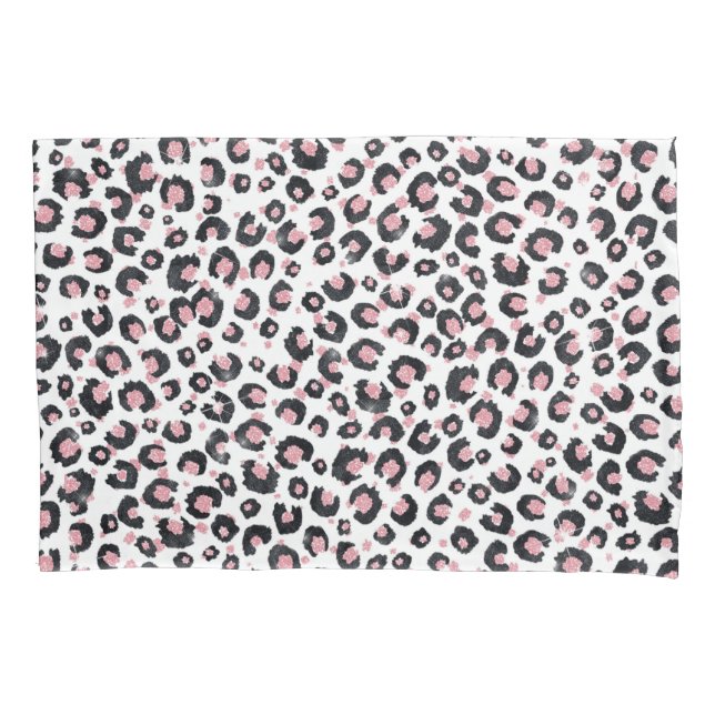Housse D'oreillers Élégant Rose Léopard Noir Motif (devant)