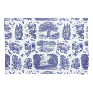 Housse D'oreillers Elégant Vintage Blue Country Pastoral Toile