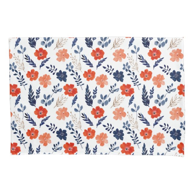 Housse D'oreillers Elégante aquarelle bleu et orange (devant)